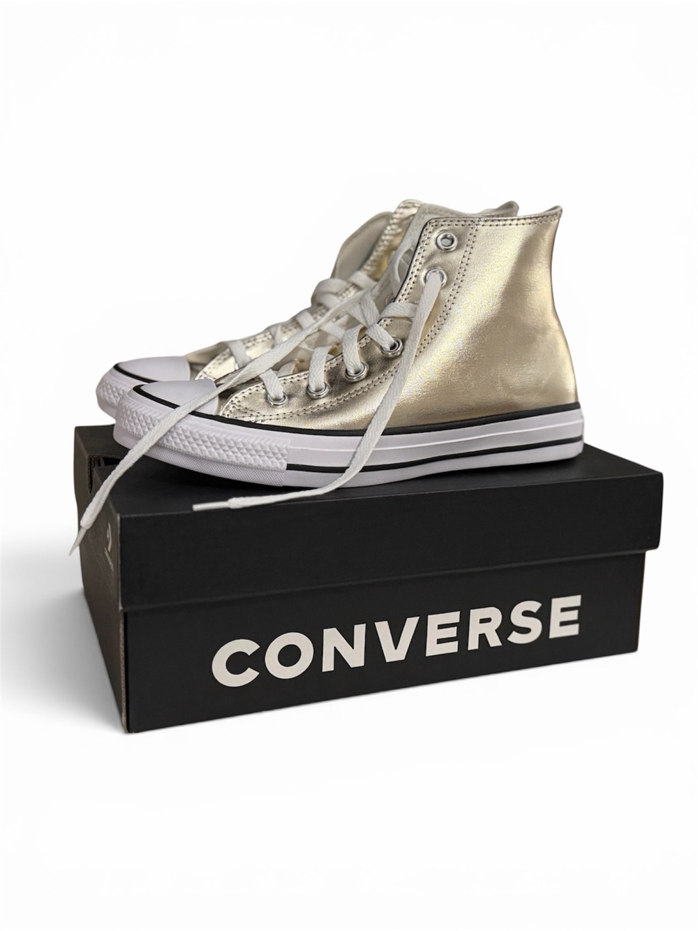 Converse High Top Sneakers in Metallic Gold - NEVER WORN